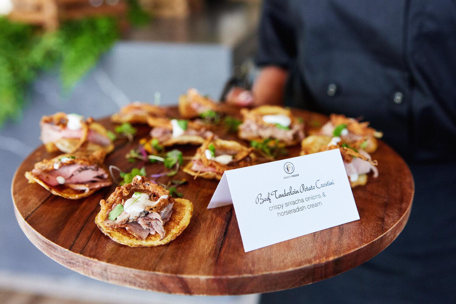 Sliced beef tenderloin at a private event