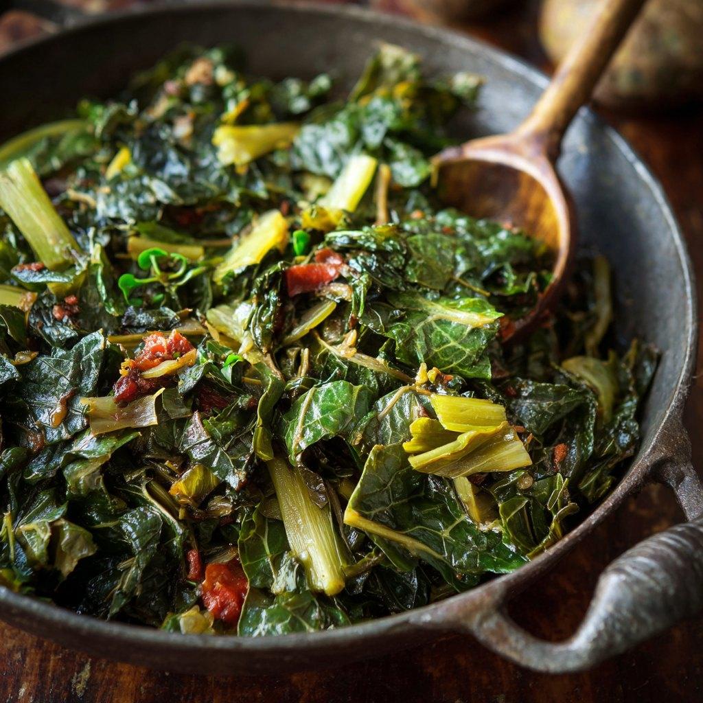 Braised kale and collard greens from the Knife & Faulk Thanksgiving menu