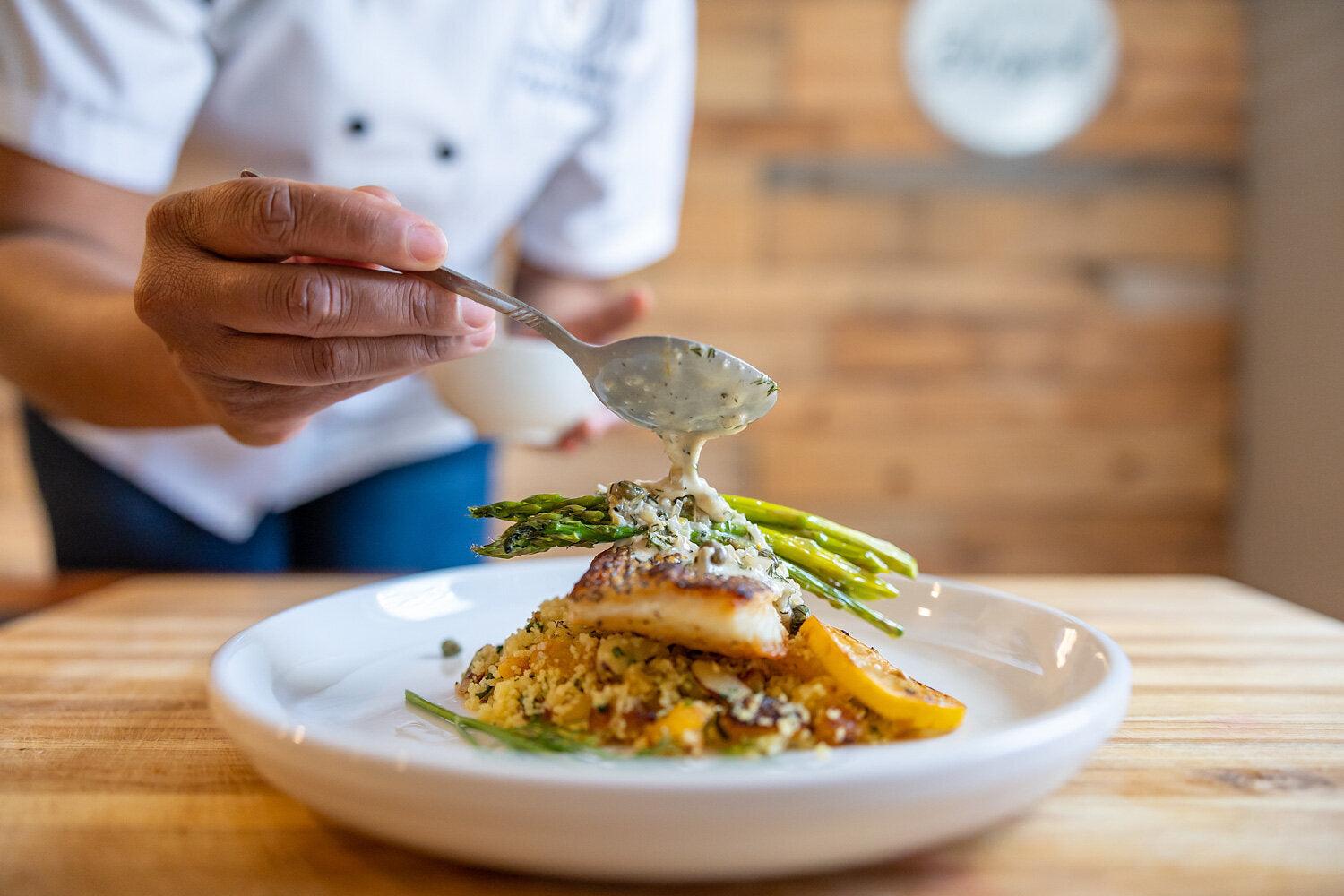 Chef Marlene Faulkner cooking as a private chef
